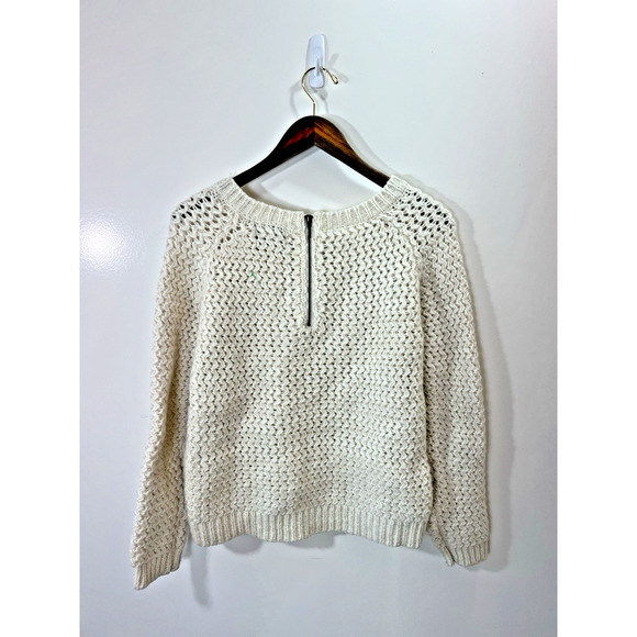 Cynthia Rowley Women’s Wool Cable Knit Sweater Sz M Cream Minimalist Understated - Picture 2 of 7